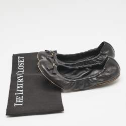 Louis Vuitton Black Monogram Leather Elba Scrunch Ballet Flats Size 39
