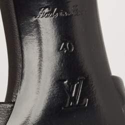 Louis Vuitton Black Monogram Embossed Leather Revival Slide Sandals Size 40