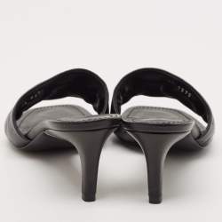 Louis Vuitton Black Monogram Embossed Leather Revival Slide Sandals Size 40