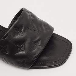 Louis Vuitton Black Monogram Embossed Leather Revival Slide Sandals Size 40