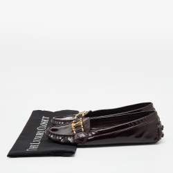 Louis Vuitton Burgundy Patent Leather Oxford Loafers Size 38.5