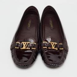Louis Vuitton Burgundy Patent Leather Oxford Loafers Size 38.5