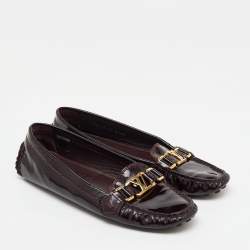 Louis Vuitton Burgundy Patent Leather Oxford Loafers Size 38.5