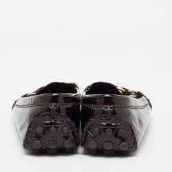 Louis Vuitton Burgundy Patent Leather Oxford Loafers Size 38.5
