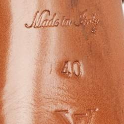 Pre Owned صندل لوي فيتون جلد بني سير كاحل أفقي مقاس 38.5 