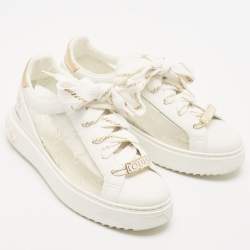 Pre Owned Louis Vuitton White Leather and Monogram PVC Time Out Sneakers Size 39