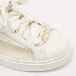 Pre Owned Louis Vuitton White Leather and Monogram PVC Time Out Sneakers Size 39