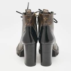 Louis Vuitton Brown/Black Monogram Canvas and Leather Star Trail Ankle Length Boots Size 40