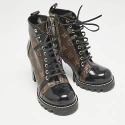 Louis Vuitton Brown/Black Monogram Canvas and Leather Star Trail Ankle Length Boots Size 40