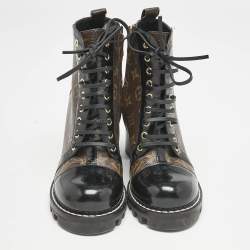 Louis Vuitton Brown/Black Monogram Canvas and Leather Star Trail Ankle Length Boots Size 40