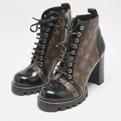 Louis Vuitton Brown/Black Monogram Canvas and Leather Star Trail Ankle Length Boots Size 40
