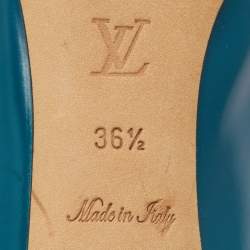 مملوكة مسبقًا حذاء كعب عالي لوي فيتون جلد بيج لامع خط عين مقدمة مدببة مقاس 39