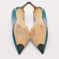 مملوكة مسبقًا حذاء كعب عالي لوي فيتون جلد بيج لامع خط عين مقدمة مدببة مقاس 39