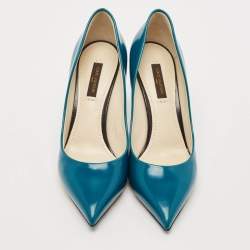 مملوكة مسبقًا حذاء كعب عالي لوي فيتون جلد بيج لامع خط عين مقدمة مدببة مقاس 39