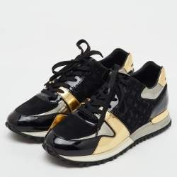 Louis Vuitton Multicolor Monogram Suede and Patent Leather Run Away Sneakers Size 37.5