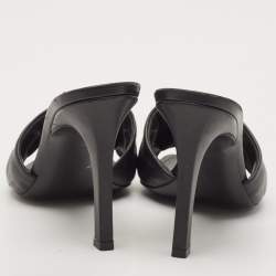 Pre Owned Louis Vuitton Black Monogram Embossed Leather Revival Slide Sandals Size 39