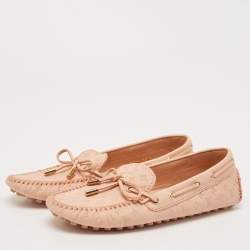 Louis Vuitton Beige Leather Gloria Driver Loafers Size 37.5