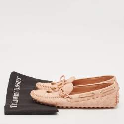 Louis Vuitton Beige Leather Gloria Driver Loafers Size 37.5