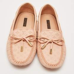 Louis Vuitton Beige Leather Gloria Driver Loafers Size 37.5