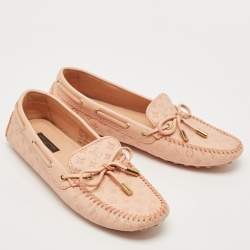 Louis Vuitton Beige Leather Gloria Driver Loafers Size 37.5