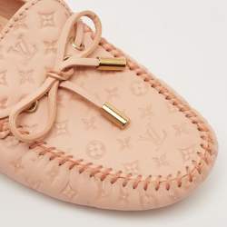 Louis Vuitton Beige Leather Gloria Driver Loafers Size 37.5
