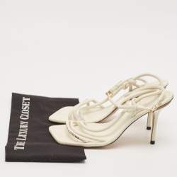 Louis Vuitton Cream Leather Ankle Strap Sandals Size 39