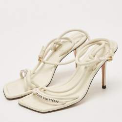 Louis Vuitton Cream Leather Ankle Strap Sandals Size 39