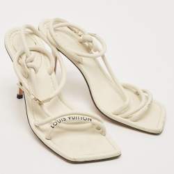 Louis Vuitton Cream Leather Ankle Strap Sandals Size 39