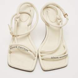 Louis Vuitton Cream Leather Ankle Strap Sandals Size 39