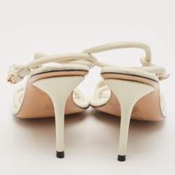 Louis Vuitton Cream Leather Ankle Strap Sandals Size 39