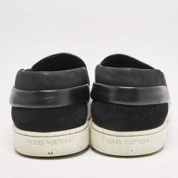 Louis Vuitton Black Patent and Leather Studded Tempo Slip On Sneakers Size 38