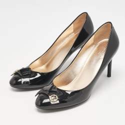 Louis Vuitton Black Patent Leather Bow Fiance Pumps Size 36.5