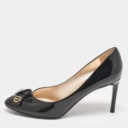 Louis Vuitton Black Patent Leather Bow Fiance Pumps Size 36.5