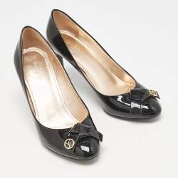 Louis Vuitton Black Patent Leather Bow Fiance Pumps Size 36.5