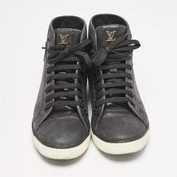 Louis Vuitton Black Nubuck Punchy Love Patch High Top Sneakers Size 36