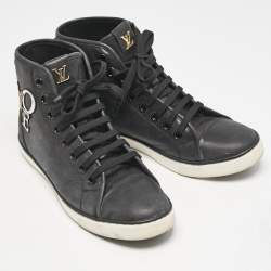 Louis Vuitton Black Nubuck Punchy Love Patch High Top Sneakers Size 36
