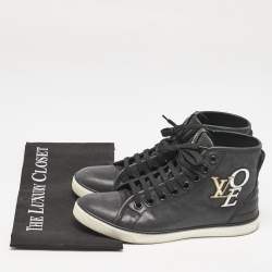 Louis Vuitton Black Nubuck Punchy Love Patch High Top Sneakers Size 36