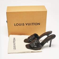 Louis Vuitton Black Monogram Embossed Leather Revival Slide Sandals Size 36.5