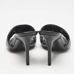 Louis Vuitton Black Monogram Embossed Leather Revival Slide Sandals Size 36.5