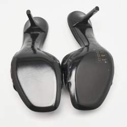 Louis Vuitton Black Monogram Embossed Leather Revival Slide Sandals Size 36.5
