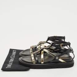 Louis Vuitton Black/gold Monogram Canvas and Leather Monogram Pool Pillow Comfort Flat Sandals Size 39