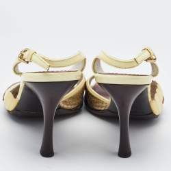 Louis Vuitton Monogram Canvas and Patent Leather Slingback Sandals Size 37