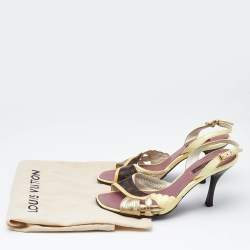 Louis Vuitton Monogram Canvas and Patent Leather Slingback Sandals Size 37