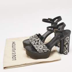 مملوكة مسبقًا صندل لوي فيتون بلاتفورم مونوغرام جاكار أسود سيولويت مقاس 40