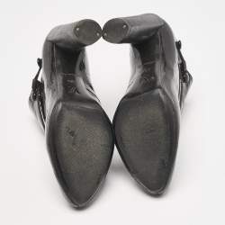 Louis Vuitton Black Croc Embossed Patent Leather Cornelia Booties Size 38.5