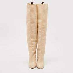 Louis Vuitton Beige Leather Silhouette High Boots Size 39