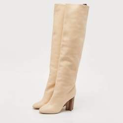 Louis Vuitton Beige Leather Silhouette High Boots Size 39