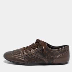 Louis Vuitton Monogram Canvas and Brogue Leather Lyrics Low Top Sneakers Size 38