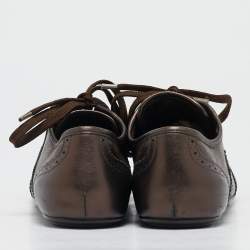 Louis Vuitton Monogram Canvas and Brogue Leather Lyrics Low Top Sneakers Size 38