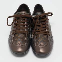 Louis Vuitton Monogram Canvas and Brogue Leather Lyrics Low Top Sneakers Size 38